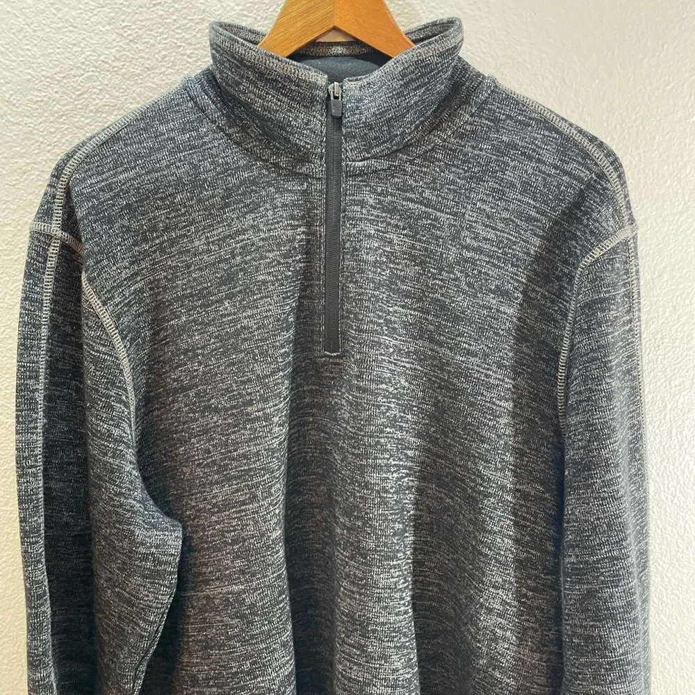 Eddie Bauer Men’s L Zip Neck Pullover Dark Grey Cotton.